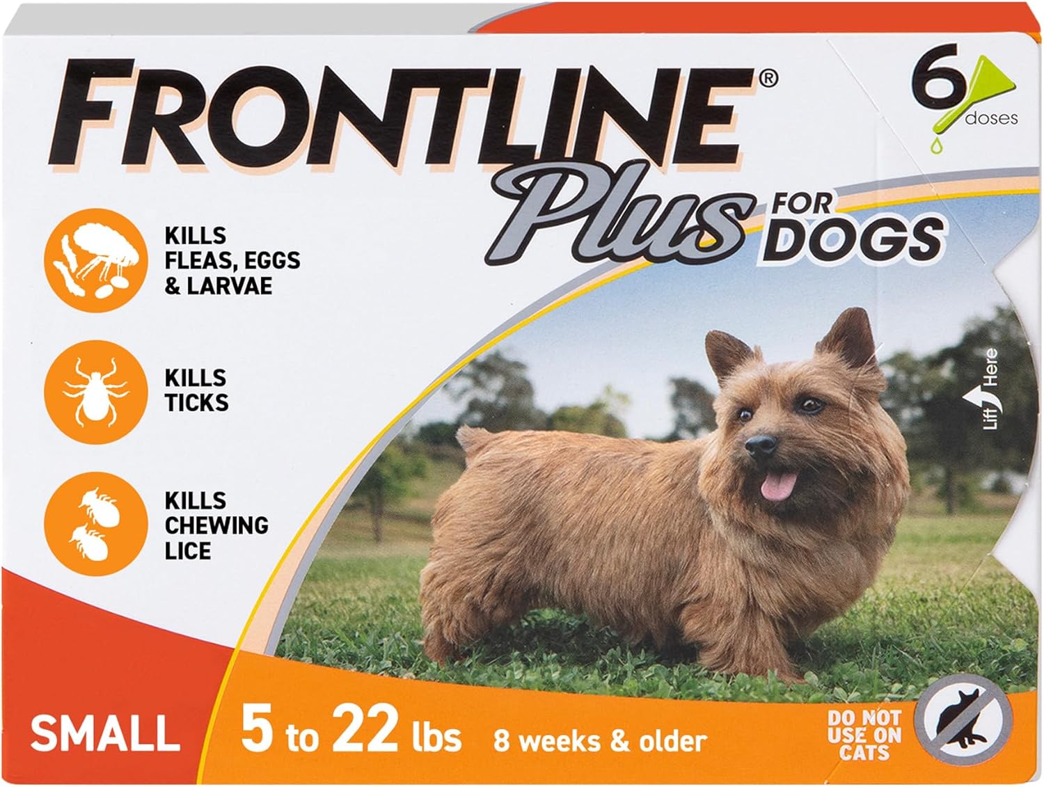 Frontline Plus for Small Dogs (5-22 lbs) | Flea & Tick Spot-On Prevention | 6 Month Supply